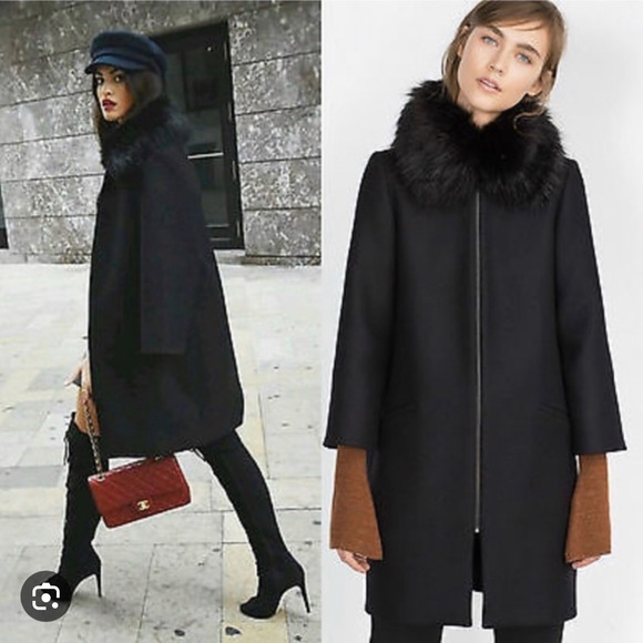 Zara Wool coat with removable Faux Fur - Picture 2 of 11